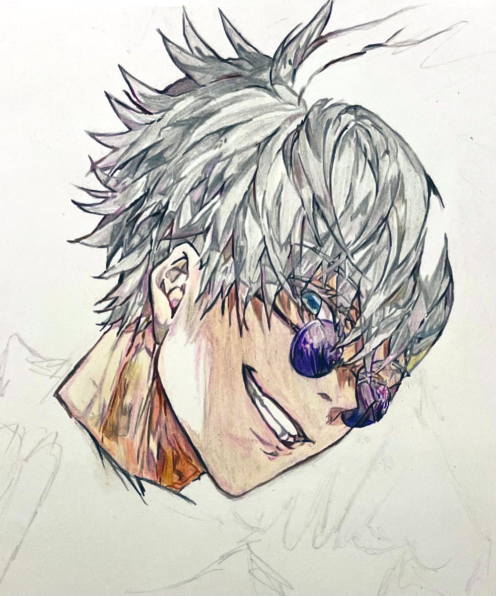 呪術廻戦 今日はここまでにします 呪術廻戦 五条悟 色鉛筆 模写 ダインのイラスト 呪術廻戦 今日はここまでにします 呪術廻戦 五条悟 色鉛筆 模写 ダインのイラスト