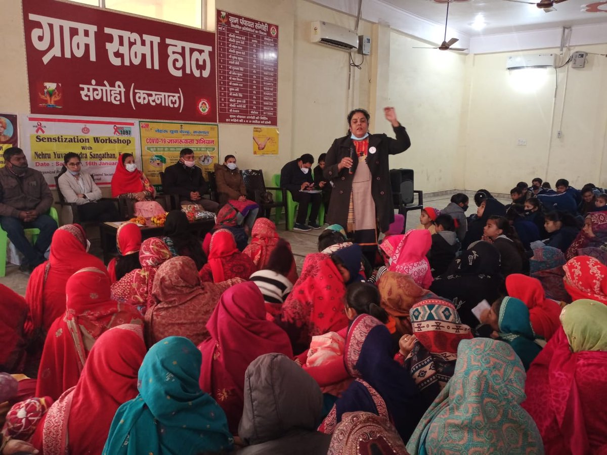 haryana_sacs's tweet photo. Testing cum Awareness camp on HIV/ AIDS  with the collaboration with NYKS at village sangohi dist Karnal under Mainstreaming on 16-1-21 (saturday) Total 270  persons were senstized on HIV .#KnowAIDS #HIVAwarenes #BeAwareTakeCare https://t.co/q2z3Bmm8gL