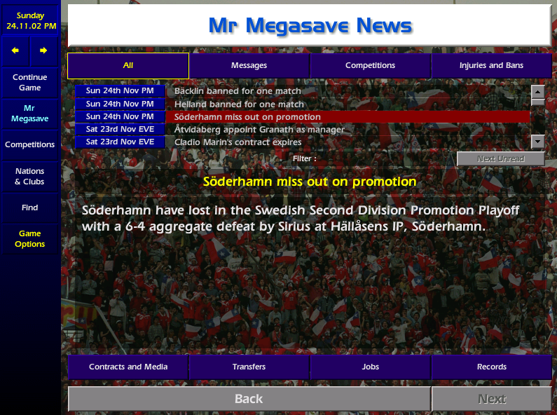 Flappy couldn't stay strong, and to be fair to him he was absolutely peppered by Mr Black's Sirius side who win promotion. I rip the dressing room door off it's hinges and slam it down on the head of Helland