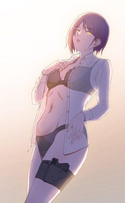 服下にも銃を隠してるうちの子描きました 