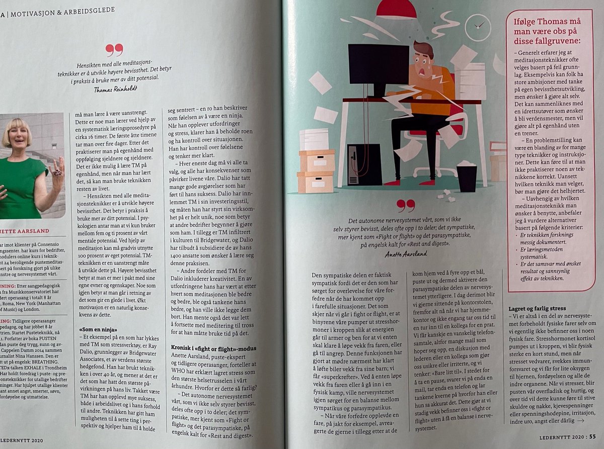 Sjekk ut artikkel om TM i Ledernytt!
Stadig flere ledere forstår verdien av stressmestring og høyere bevisshet. 
#tmoslo #høyerebevissthet #stressmestring