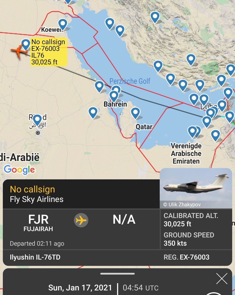 Gerjon_'s tweet photo. It's been a while since I last saw an Il-76 cargo flight from 🇦🇪UAE to 🇱🇾#Libya or NW 🇪🇬#Egypt. However this morning #FSQ1119/#FSQ1120 flew 🇦🇪#Fujairah-🇯🇴#Aqaba - Sidi Barrani/Uthman/Al-Khadim/Benghazi/whatever it was.

A year ago, these were daily regulars.

"Fly Sky" 🇰🇬EX-76003 https://t.co/NvvzkgDc2T