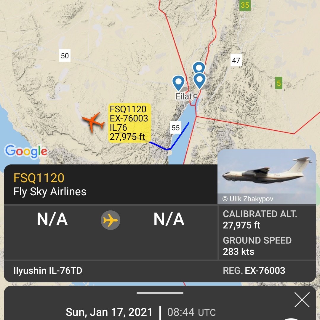 Gerjon_'s tweet photo. It's been a while since I last saw an Il-76 cargo flight from 🇦🇪UAE to 🇱🇾#Libya or NW 🇪🇬#Egypt. However this morning #FSQ1119/#FSQ1120 flew 🇦🇪#Fujairah-🇯🇴#Aqaba - Sidi Barrani/Uthman/Al-Khadim/Benghazi/whatever it was.

A year ago, these were daily regulars.

"Fly Sky" 🇰🇬EX-76003 https://t.co/NvvzkgDc2T