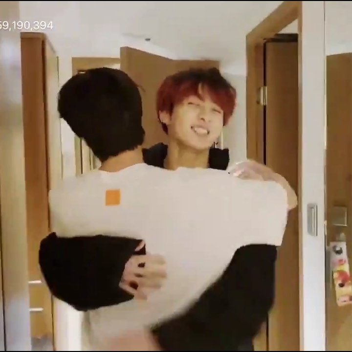 Jungkook's big smile whenever he hugs seokjin