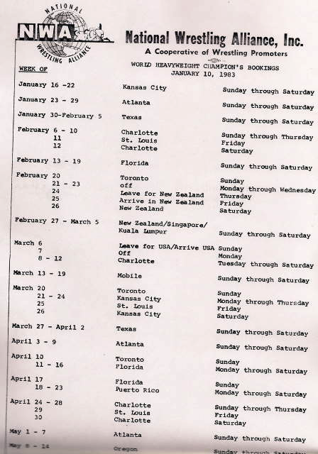 GaryCappetta's tweet photo. Ever wonder what a typical three month schedule of the #NWA World Champ looked like? Here are the first months of 1983 . . .(@TimHornbaker) https://t.co/vFL9XZchkg