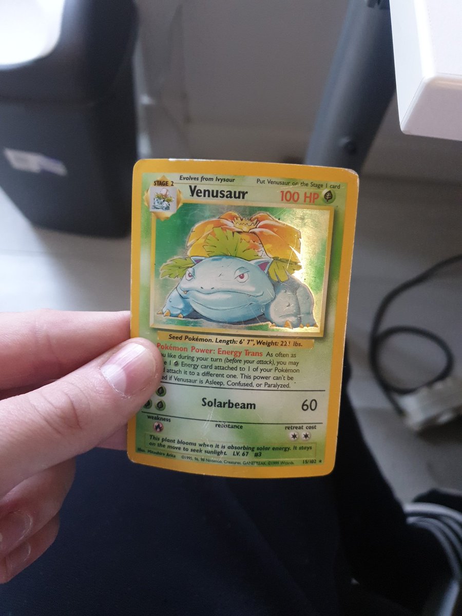 MurvinnJMinky's tweet photo. @KYR_SP33DY thanks to you i dug up my old pokemon cards. Prestine mint condition, absolutely PSA 10. https://t.co/JxdvXplQiy