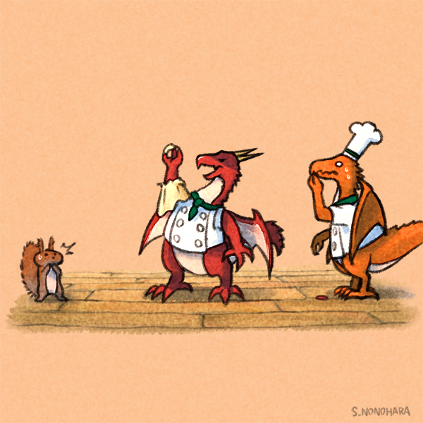 no humans chef hat hat standing wings dragon ^^^  illustration images