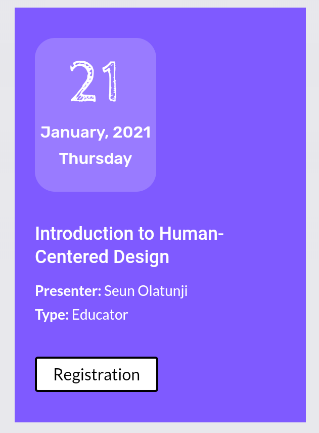 seunolatunji_'s tweet photo. My first session "Introduction to Human-Centered Design" is on the 21st. Register here https://t.co/mGSTTSlBar
#designthinking #Humancentereddesign #BTMP #designtwitter #design #Business https://t.co/INMJzvzBOM