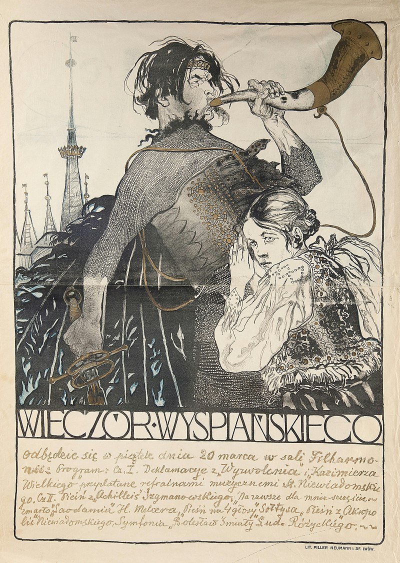 On January 17, 1879, Kazimierz Sichulski, a Polish painter, draftsman and graphic artist, was born in Lviv. A representative of #YoungPoland.
Wyspiański’s Soirée - Kazimierz Sichulski poster, 1908
