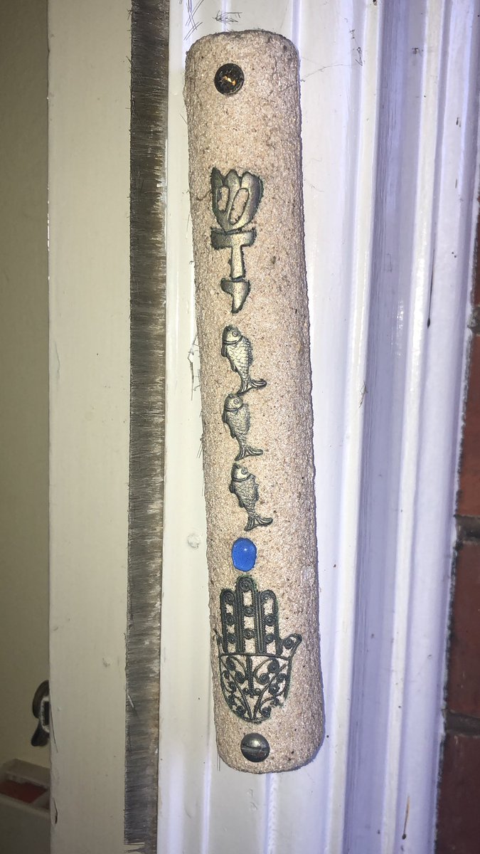 Here’s my front door mezuzah, and as it appears in the prayer book Things have got so bad people are scared to say they’re Jewish.This is largely on  @JeremyCorbyn and his extremists.God rot the lot of them. 4/4