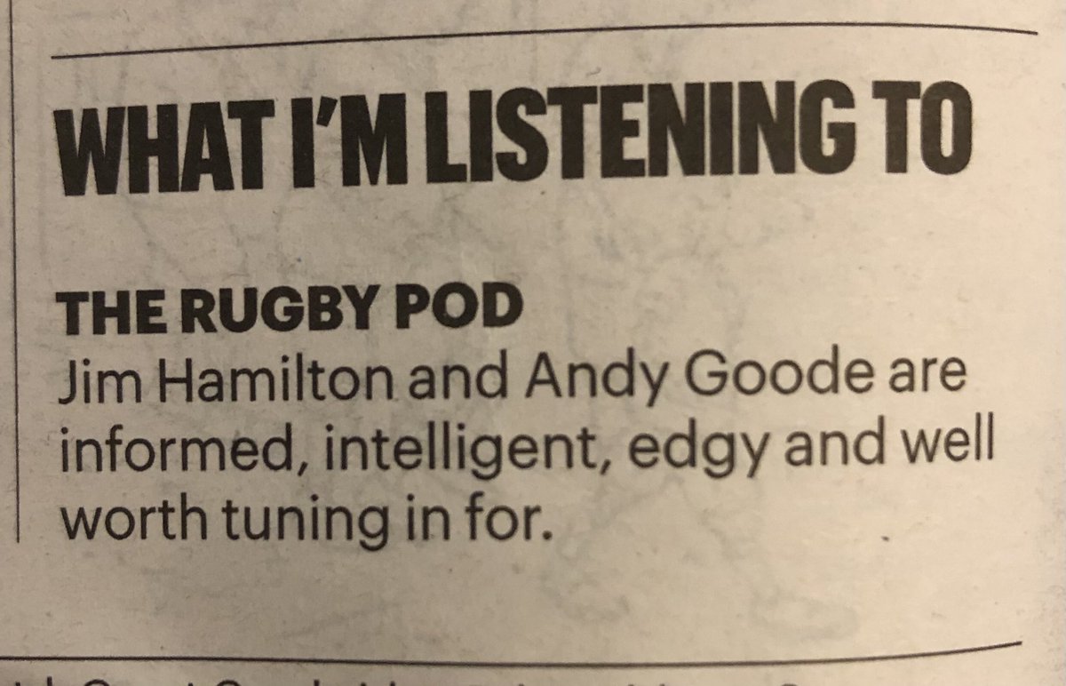 Jacko809's tweet photo. ⁦@TheRugbyPod⁩ David Walsh bigging you up in The Times 👏🏼 https://t.co/ujnLoQgUsc