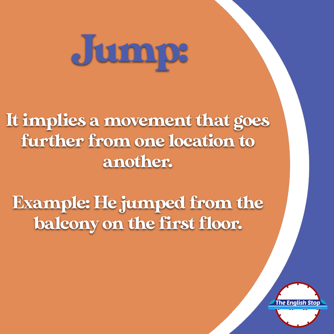 TheEnglishStop's tweet photo. Skip 🆚 Jump🦘

💠More examples:
SKIP: She skipped to the door.
JUMP: She has jumped 2.2 metres.

#skip #jump #whatisthedifference #differences #englishwords #EnglishPhrases #Vocabulary #LearnEnglishVocabulary #NewVocabulary #vocab #English #BritishEnglish #TheEnglishStopChannel https://t.co/ni0UWxyGID
