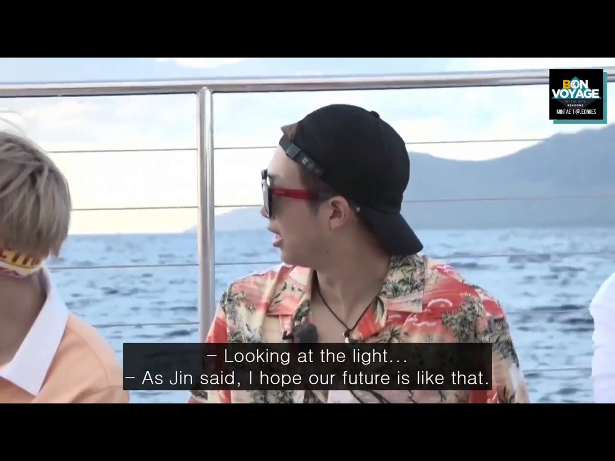 When they saw the ray of bright lights from the sky before sunset and they hoped their future would be like that!Jhope : The ray of light called BTS  @BTS_twt can break through the clouds![And we all know that they did!]