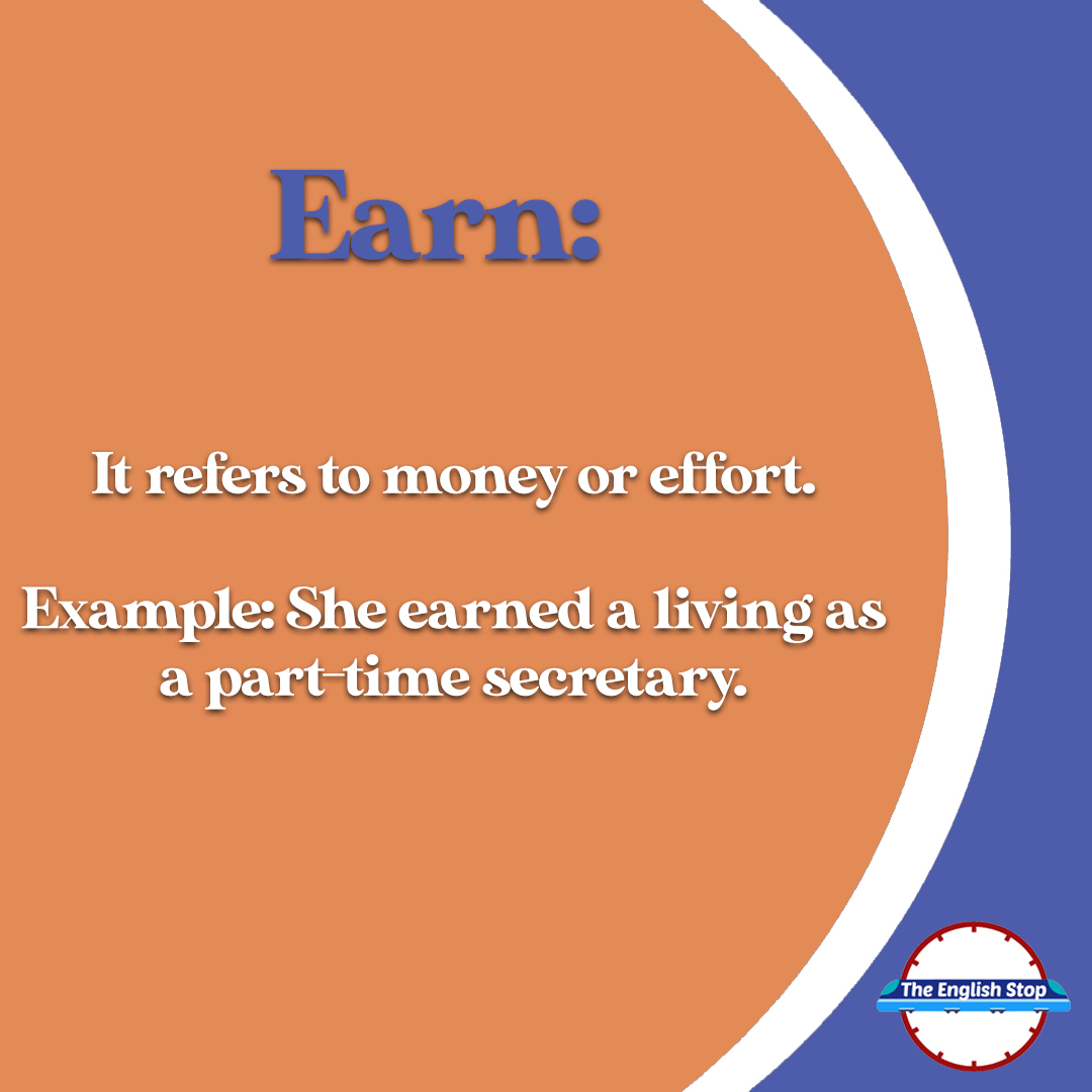 TheEnglishStop's tweet photo. Win🏆 🆚 Earn💷

❇️More examples:
WIN: Everyone who takes part wins a small prize.
EARN: He earned a reputation as an expert on tax law.

#win #earn #whatisthedifference #differences #englishwords #SpeakEnglish #Language #CursoDeInglés #theenglishstop #EnglishTips #Grammar https://t.co/uJn0bLxM4I