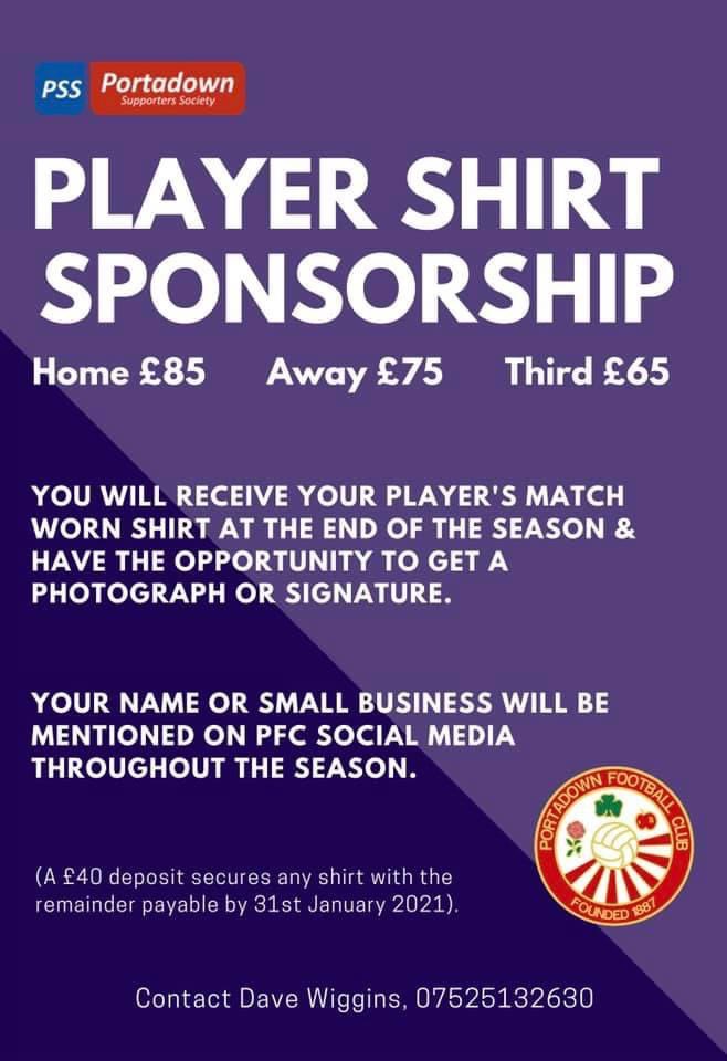 Thank you Paul Cloughley for sponsoring Sam Warde’s home shirt for the season. Sam’s away and third shirt are now available. Get in touch ❤️🤍💜