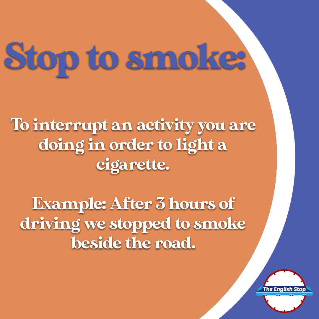 TheEnglishStop's tweet photo. Stop smoking🚭 🆚Stop to smoke🚬

#stopsmoking #smoking #whatisthedifference #differences #englishwords #EnglishTeacher #ieltsspeaking #learningEnglish #ieltstest #ieltspreparation #englishtest #toeflprep #ieltsexam #cambridgeexam #bbcenglish #dailyenglishwords #phrasedaily https://t.co/BBxMSsXoRC