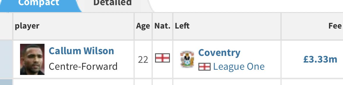 2014/15:CALLUM WILSON: £3m (money received by selling Lewis Grabban that same summer) for a man who scored 61 goals in 171 games, 20 of those making Championship promotion a reality. Then, despite downing tools last season, sold for £20m, making a £17m profit.10/10