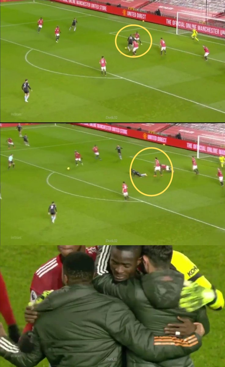 Thou shall not pass! 1 - Keinan Davis in the dieing moments strikes on Goal. 2 - Bailly puts his body on the line. Goal saving block. 3 - The players appreciate Bailly's contribution!These blocks from Bailly are literally winning us points - Brilliant!