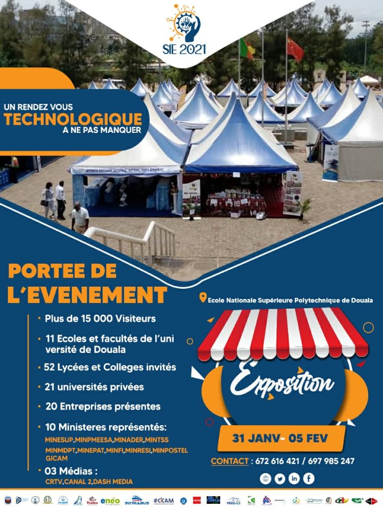 sieenspd's tweet photo. RESERVEZ VOTRE STAND D'EXPOSITION POUR LA #SIE2021
Du 31 au 05 février vous avez la possibilité de promouvoir vos services et vos produits auprès des milliers de personnes. 
N'attendez plus, réservez votre stand dès maintenant via le 672616421 ou 697985247. https://t.co/lJKrTELPIE
