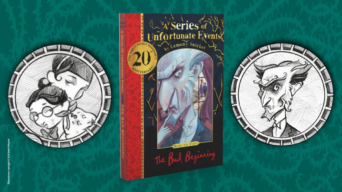 FarshoreBooks's tweet photo. One horrible count and three orphans, what could possibly go wrong? Celebrate the 20th anniversary of #TheBadBeginning with our hardback gift edition, complete with gold foil and a ribbon: https://t.co/tF7yYxySuf #ASeriesOfUnfortunateEvents #ChildrensBooks #Classics https://t.co/hsGai81qkX