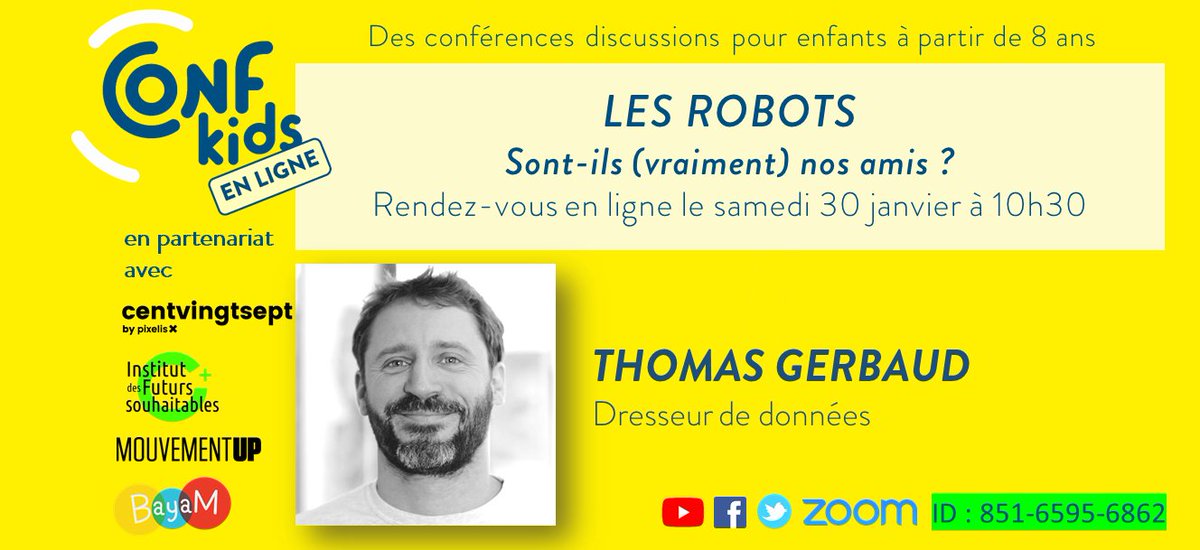 🥳🥳 Il est venu le temps... de la 1ère Confkids de l'année 🥳🥳
📆 Rendez-vous le samedi 30 janvier à 10h30 ⏰
billets (gratuits mais nécessaires) ici : weezevent.com/confkids-enlig…
#THREAD