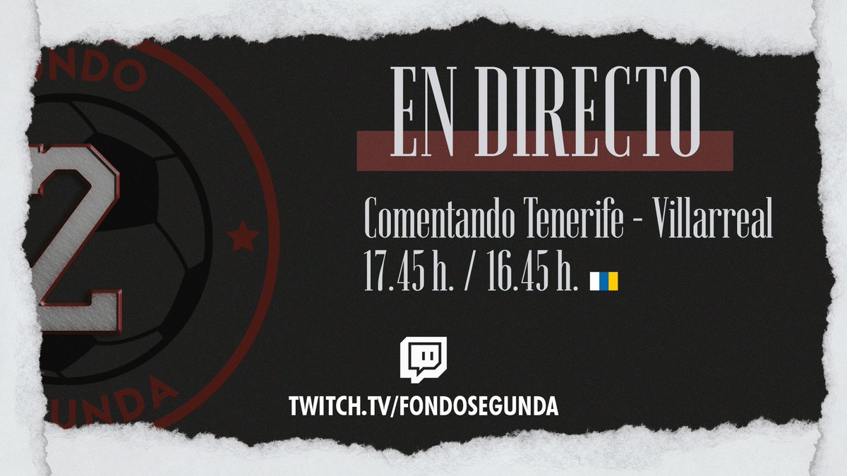 FondoSegunda's tweet photo. 💥Esta tarde viviremos el Tenerife-Villarreal en directo en twitch porque #LaCopaMola

🔥𝐂𝐚𝐫𝐚 𝐚 𝐜𝐚𝐫𝐚 entre @GianniGraphics y @rieravelasco, desde 15min antes del partido

💣(también viviremos el Alcorcón-Valencia)

▶️ https://t.co/wegEYjhgBE https://t.co/5s7N7dCXzd