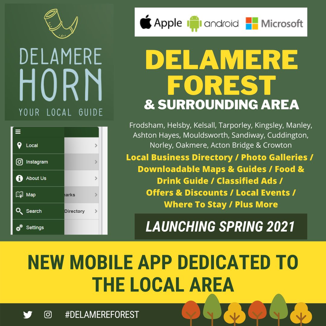 Pretty excited to be promoting this new mobile app which is dedicated to Delamere Forest &amp; Surrounding Area. More details available from delamerehorn@outlook.com #delamereforest #delamere #frodsham #helsby #norley #cuddington #sandiway #mouldsworth #ashtonhayes #tarporley 🌲📍🧭