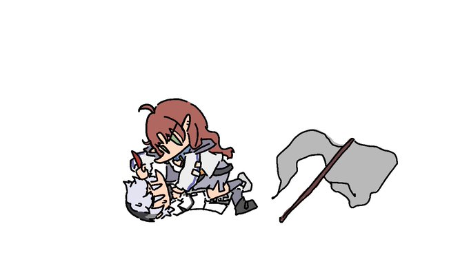 旗は武器ですから、赤いところを抜かないで・・・! 