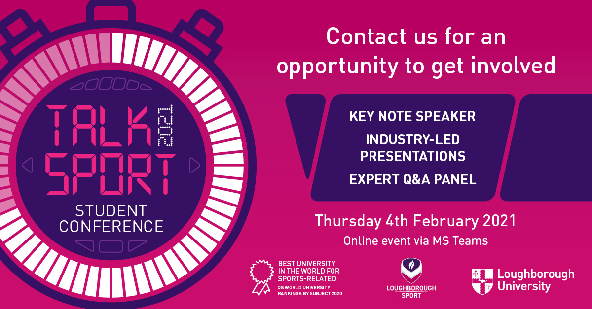 📢 Talk Sport Student Conference is back! 🎉
📆 Thu 4 Feb
⏱ 12-5pm
📍 MS Teams
👥 Free - ALL welcome
🔎 bit.ly/LBTS2021

⚽⛸🏃‍🏊‍🚵🏀🧠
<a href="/LboroSSEHS/">LboroSSEHS</a>  <a href="/ssehscommittee/">SSEHS Committee</a>