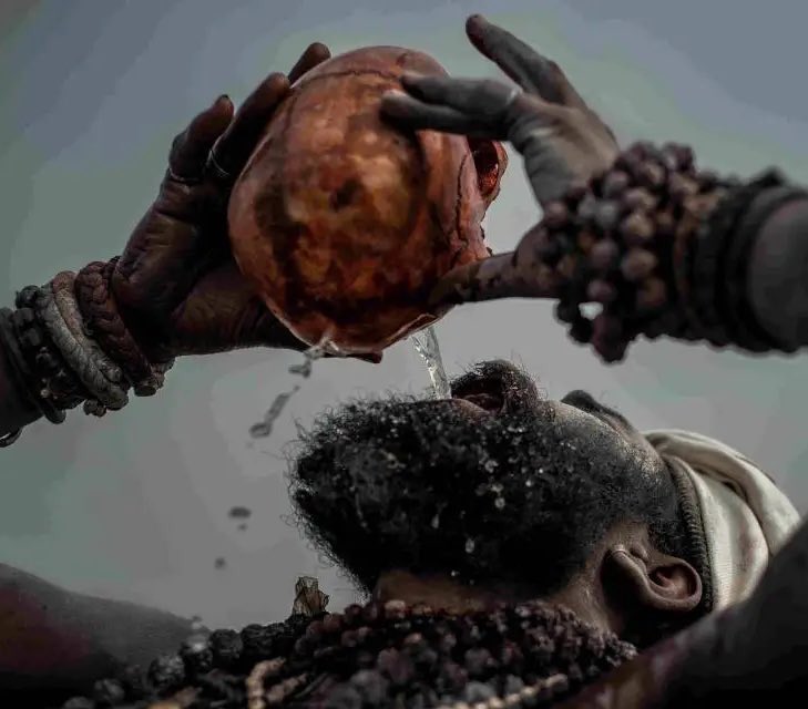 As well as feasting on human flesh, Aghoris also drink from human skulls and chew the heads off of live animals...