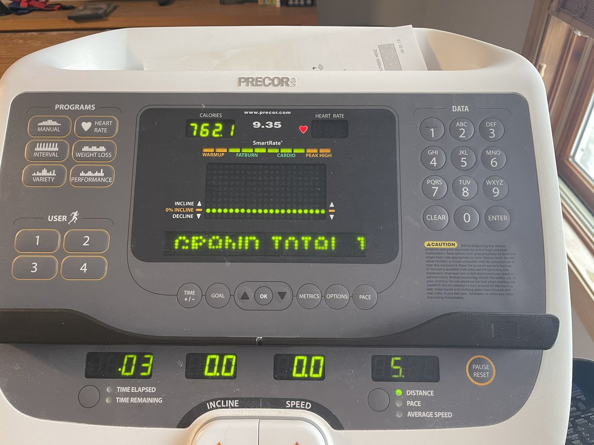 daveryankdwb's tweet photo. 5.3 miles on the treadmill. 762 cal burned in one hour and three minutes. Not bad for an old guy. I hope you are taking care of your health and fitness. Remember exercise helps with your mood and your outlook. #MotionEqualsEmotion https://t.co/GW5zFR1rsW