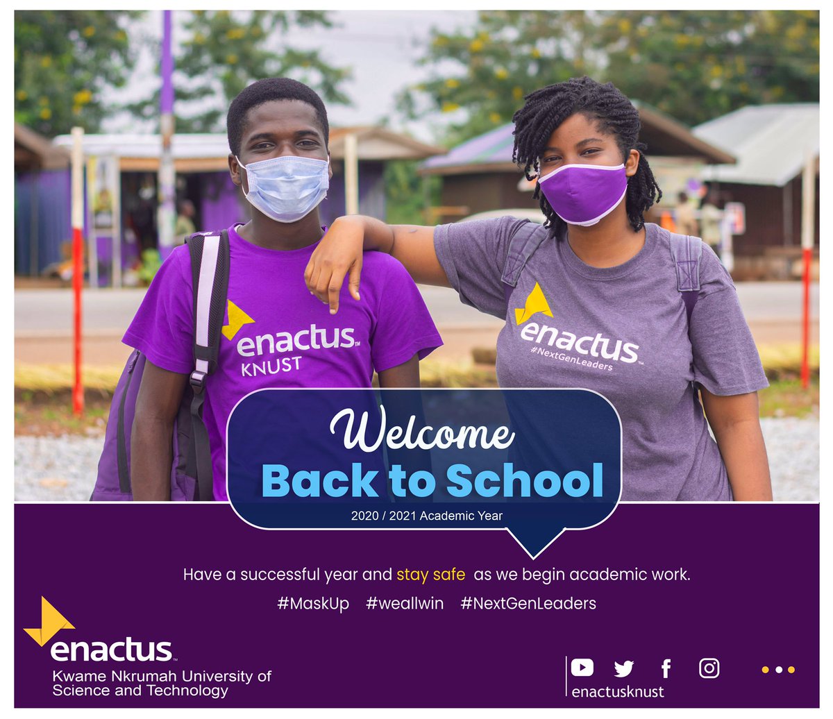 We are super excited to unite again and make impact after several months away from each other.

We warmly welcome all Enactors back to campus!💃💪🏾🎊

#StaySafe and have a wonderful academic year.

#SmilesUnderMask
#WelcomeToKNUST 
#WeAllWin