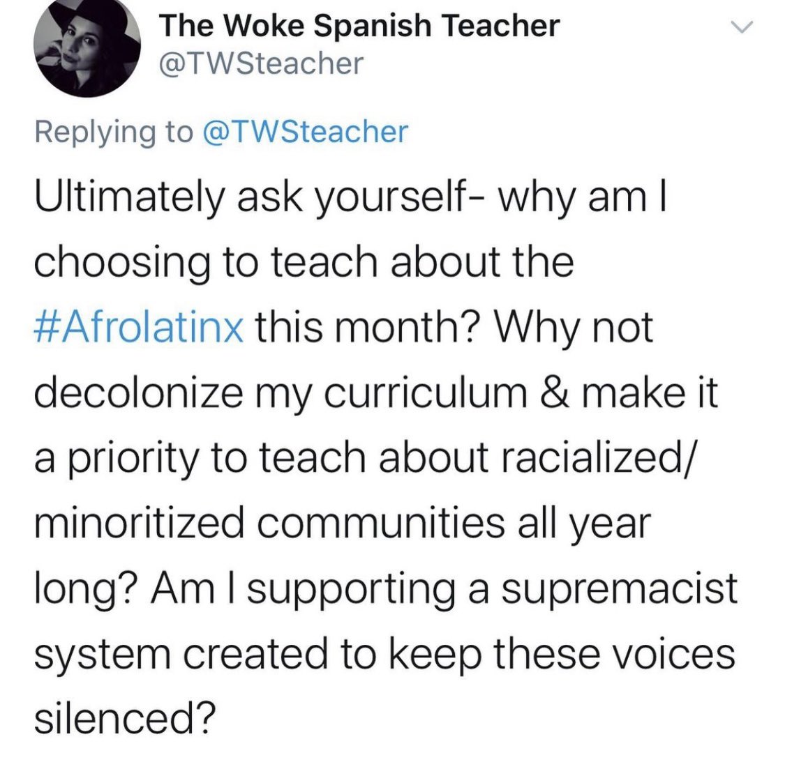 Why don’t you find a way for your students to see the myriad of cultures and nuance in the Afrolatinx community? Before you have your students memorize facts, why don’t you question yourself, am I humanizing?  #langchat  #BlackHistoryMonth  