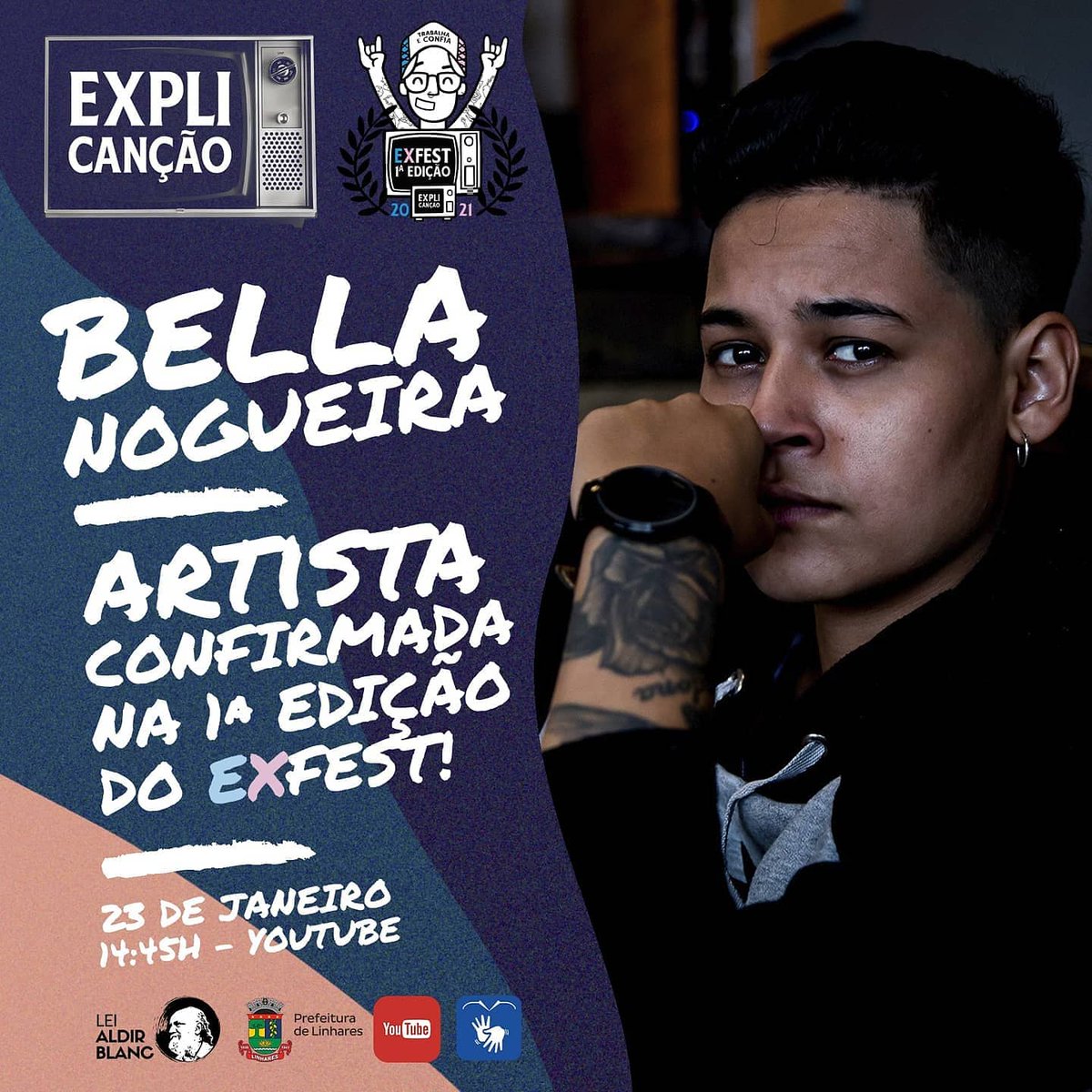 explicancao's tweet photo. Mais uma confirmação do nosso #exfest ! Além de apresentar o Festival, nossa anfitriã @BellaNogOficial também irá se apresentar 🤟🏽 Dia 23, ás 14h45 no @explicancao . Inscreva-se 🎯 https://t.co/Sn4CyoeTCz