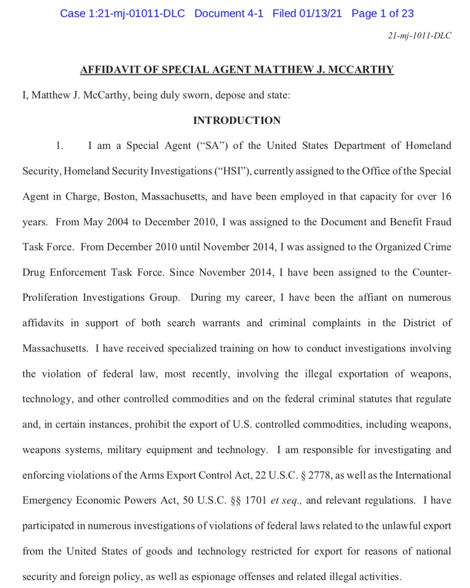 1. Special Agent McCarthy states his qualifications.