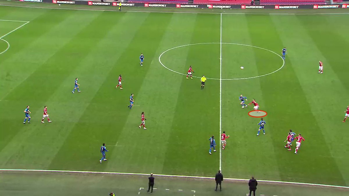 Physicality in the aerial challenge, dumping the PNE player on his arse and out of the game. We’ve missed that in recent weeks.