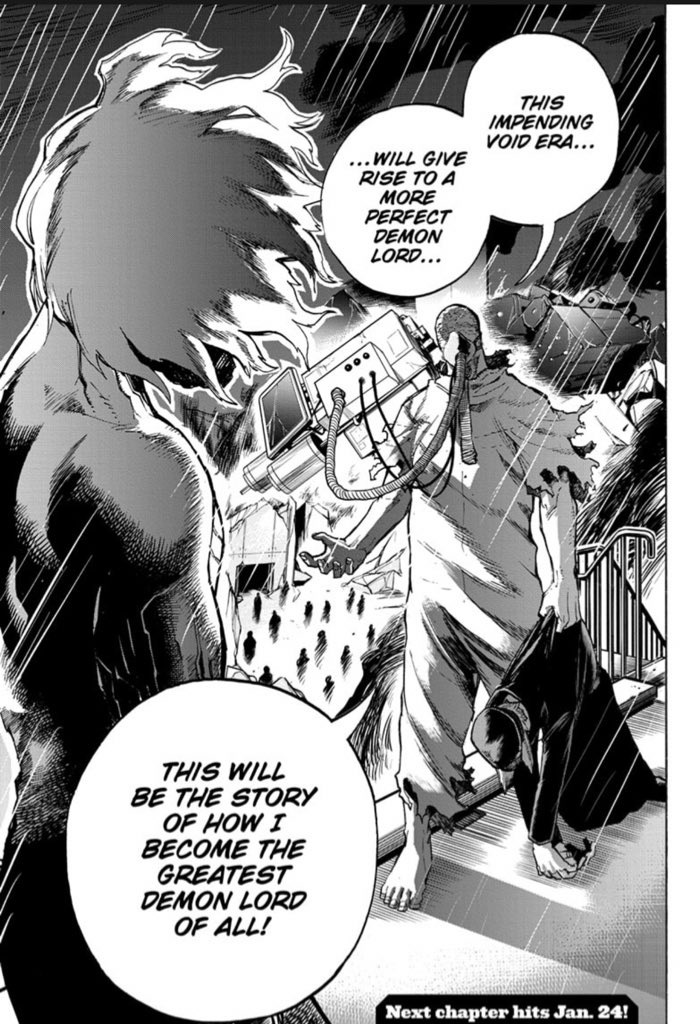  #mha297 I know that this isn’t going to happen but it would be interesting if one of the aftermath of this prison break is heroes and citizens openly expressing a “Some villains are better off dead” sentimentAFO demon lord line...I don’t know how I feel about it