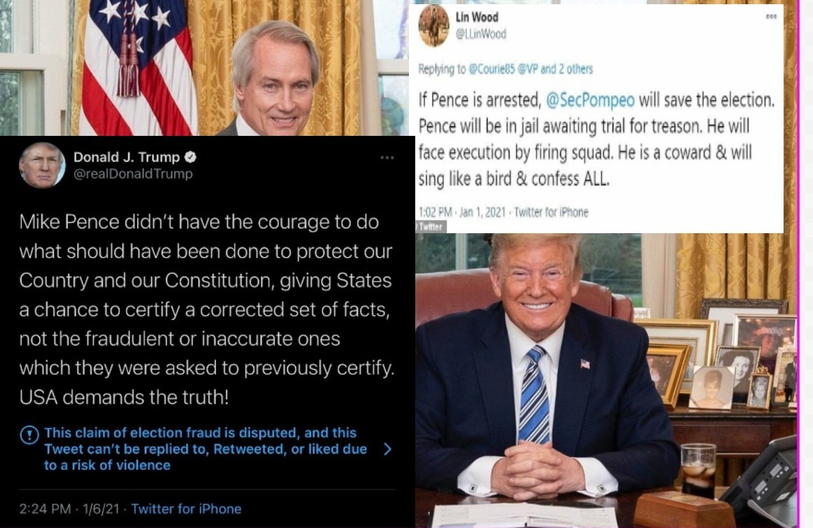 Trump & Lin Wood in the Oval Office in March They both hoped Mike Pence would be executed