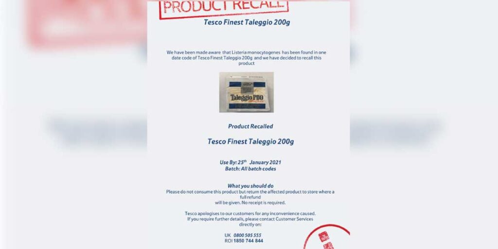 LocallyNews247's tweet photo. @HaltonBC #health @Tesco #tescofood #recall #taleggio #batchcode #food #packed
TESCO ‘FINEST TALEGGIO’ RECALL
Tesco is recalling Tesco Finest Taleggio 200g because it contains Listeria monocytogenes.
Product details
Tesco Finest Taleggio
Pack size 200g
https://t.co/LQHhqCaGUi https://t.co/iiQ4898rpo