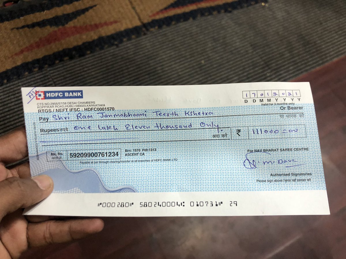 HanjiSangam's tweet photo. Wholesale saree trader Rohit dave from Hubli (Karnataka) donates Rs 1,11,000/-for construction of Ayodhya Ram Mandir 🙏🎪🕉️ 

#RamMandirNidhiSamarpan https://t.co/b8WDkclkFG