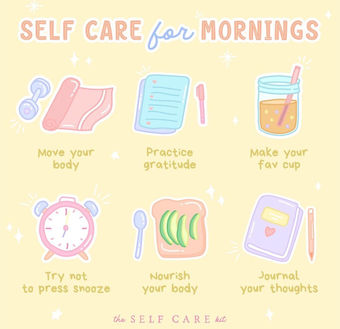 cmhaEdmonton's tweet photo. Morning habits are very important. Try getting into the routine of practicing a bit of #SelfCare to start your day off on a brighter note! #SelfCareSunday #MentalHealth #MakeMentalHealthMatter #CMHAyeg https://t.co/z1RhndNElZ