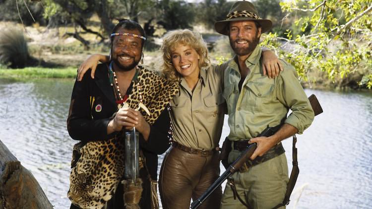 Happy 99th birthday to #JamesEarlJones!  Here's James with #SharonStone and #RichardChamberlain in  #AlanQuartermain and #TheLostCityOfGold (my very first job in Hollywood)