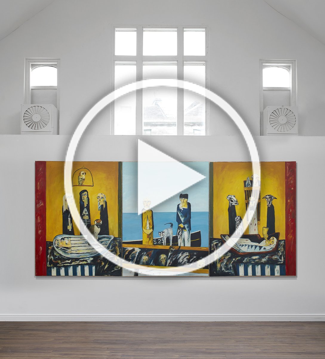 LyonandTurnbull's tweet photo. Anchored in #Bellany’s upbringing in Port Seton, ‘Allegory - A Celtic Phantasmagoria’ utilises both religious &amp; personal iconography. Join Specialist, Carly Shearer as she takes a closer look at this impressive work: https://t.co/J6vVDFdvcN https://t.co/09nuqfjyRU