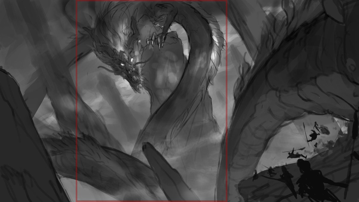 [SKETCHES] These are the sketches that I like the most.I went with a couple of different moods:intimidating, mysterious, and most of all, I tried to show thatthis god could bring calamity wherever he went. I decided to send them-