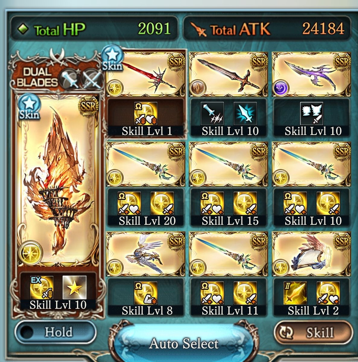 Dawnfly_Dance's tweet photo. This is my current light grid btw. I never really put too much work into it (3 of the 4 swords were given by cygames lol) and I also ran out of SL stuff so it's not amazing but it does the job https://t.co/BKw0ISJXGf