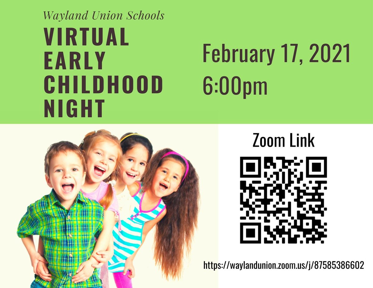 Do you have a child entering Preschool or Kindergarten this fall?  You're invited to attend our Virtual Early Childhood Night on Feb. 17.