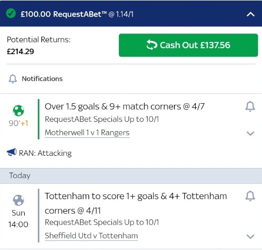 SportsDaddy74's tweet photo. Motherwell ruin Rangers 15 game win streak by holding them to a 1-1 draw.
Over 1.5 goals✅
9+ match corners✅
#bookiebashing https://t.co/Hnkqr6qHpB