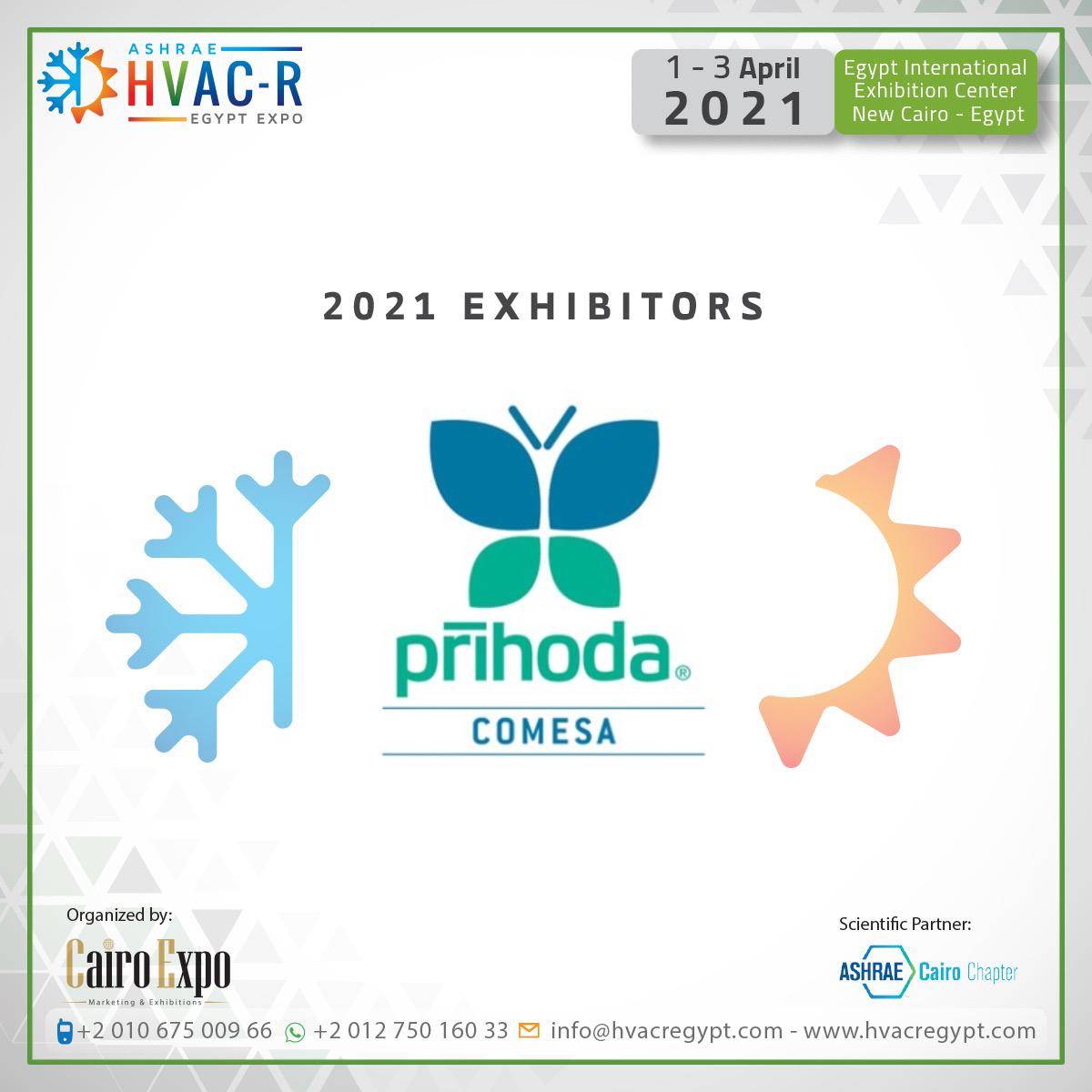 We are pleased to announce Prihoda Comesa as an exhibitor at HVAC-R EGYPT EXPO (ASHRAE CAIRO) 2021.