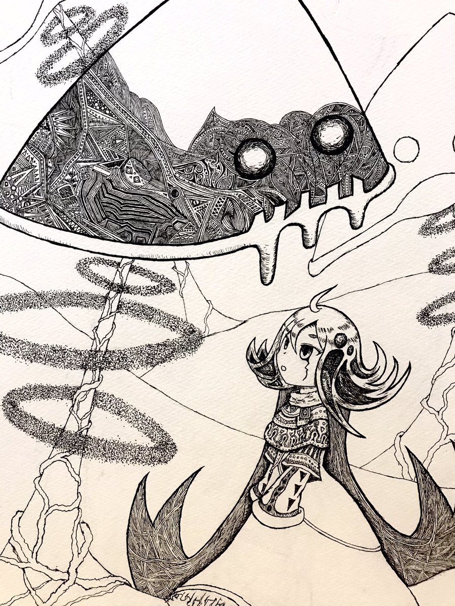 ちょこちょこ描き進めてます 進捗 ペン画 イラスト アナログイラスト ぽん頃ろの漫画