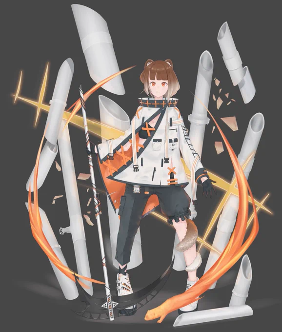 創作キャラデザキャラ単体とエフェクトあり版 